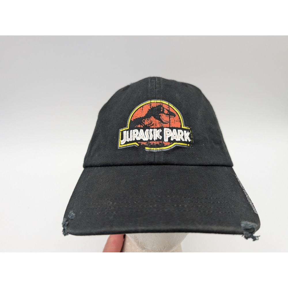 VINTAGE 1990s Jurassic Park Hat Cap Snap Back Black Retro Universal Studios